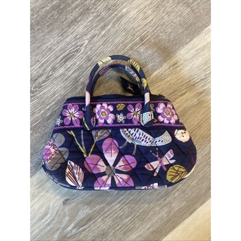 VERA BRADLEY MINI PURSE W/ HANDLES  PURPLE FLORAL NIGHTINGALE